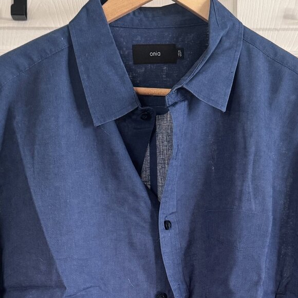 Onia L/S Men's Button-down Linen Shirt in French Blue, XL - Picture 1 of 4